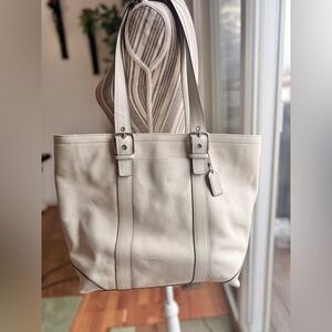 Coach White Leather Tote